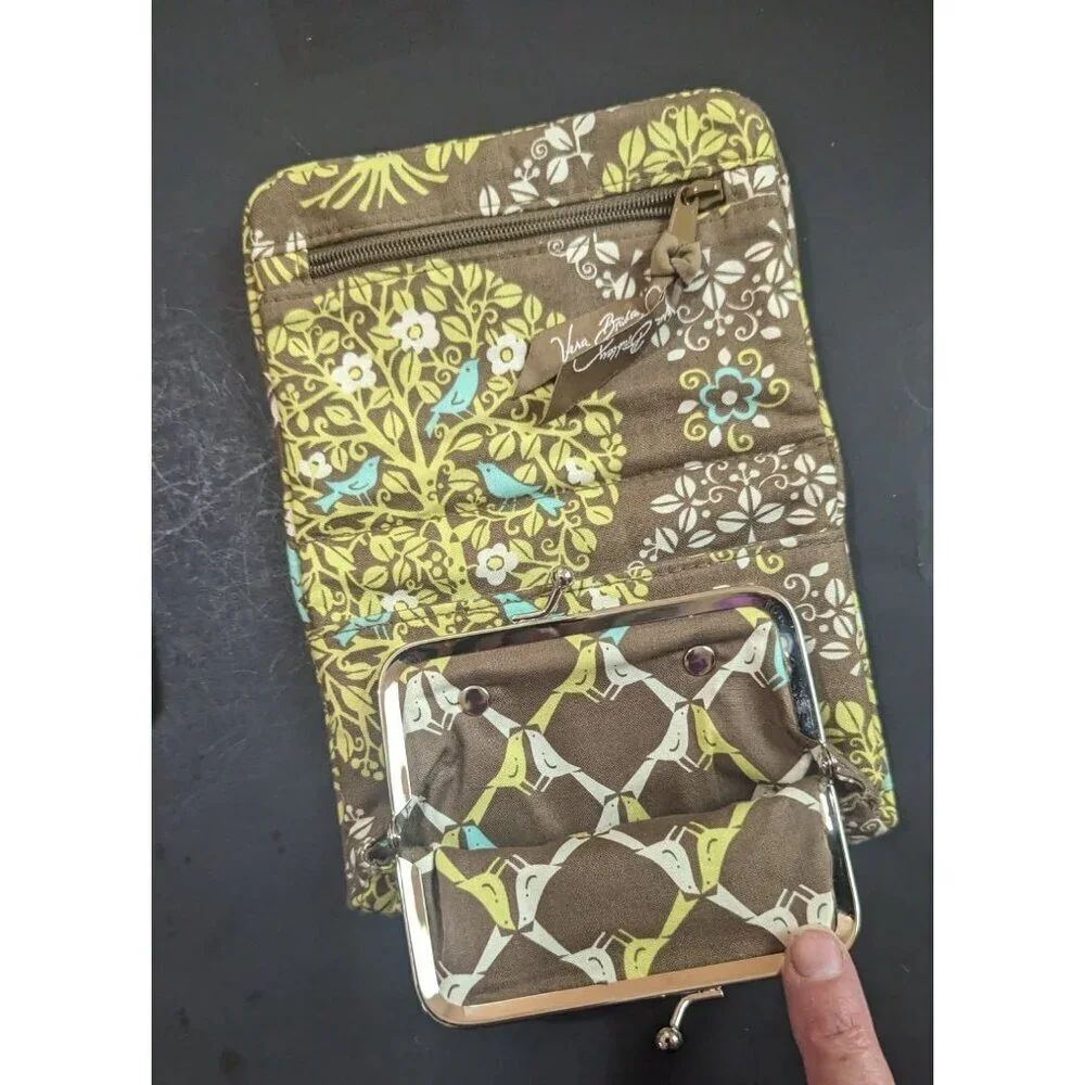 Vera Bradley Kiss Lock Alice Sittin in a Tree Teal/GreenPurse Hand Bag + wallet‎